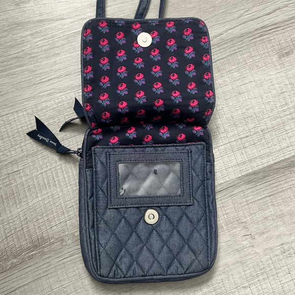 VERA BRADLEY Cotton Mini Hipster Crossbody Purse Crossbody Purse Blue - Picture 8 of 15